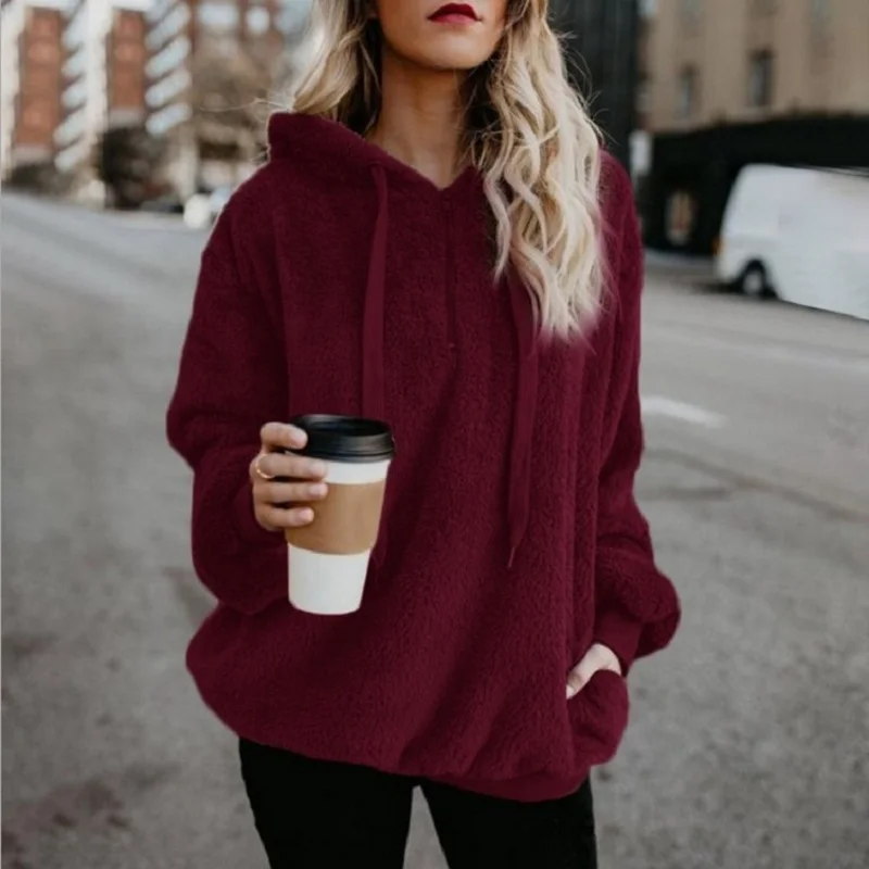 Fashion Trend Long-sleeved Hooded Solid Color, Women's Sweater Coat - Image 2
