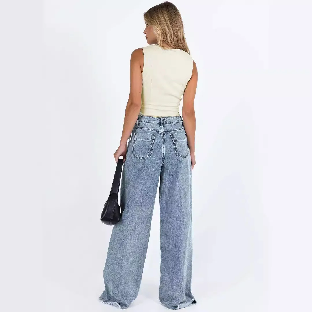European and American casual loose denim pants for women - Image 3