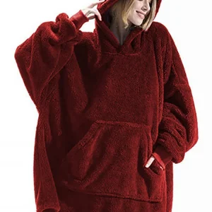 New Winter Women Double-faced Fleece Hoodie Blanket Oversize Large Pocket Warm Couple Loose Sweatshirts Women And Men Robe