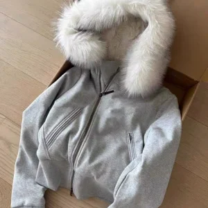 ay Fur Collar Hoodie Jaet Women's Autumn Winter Thiened Warm ort Zipper Open Cardigan Top Korean Sle Street Faion