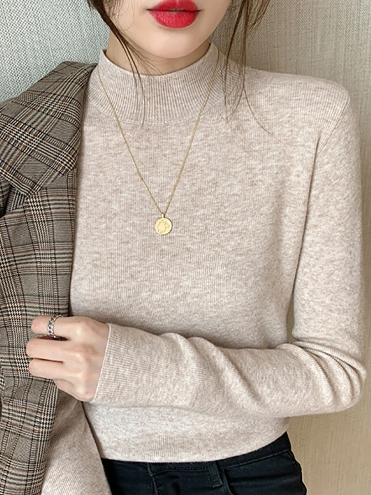 AOSSVIAO Turtleneck Sweater Women Fashion 2024 New Stretch Tops Women Knitted Pullovers Long Sleeve Bottoming Knitted Sweater - Image 2