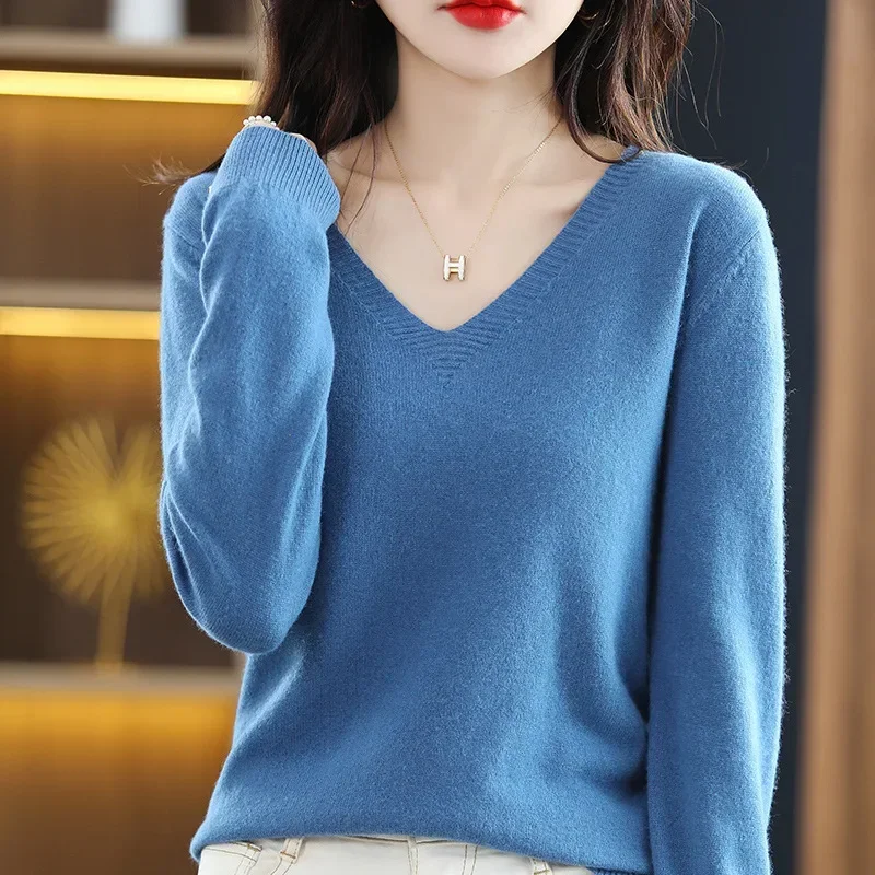 Autumn Winter Women Sweater 2025 Korean Fashion Knitwears Warm Long Sleeve V-neck Knit Pullovers Slim Fit Bottoming Shirt Jumper - Image 6